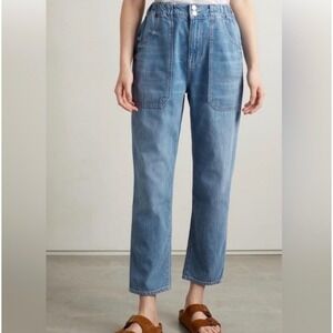 VERONICA BEARD JEANS Arya Straight High Rise Nova Wash Denim Cargo Pants Size 24
